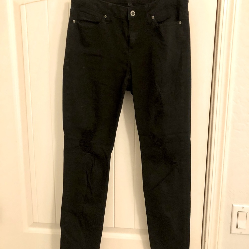 Black Distressed Mid-Rise Jeans Angel Kiss
